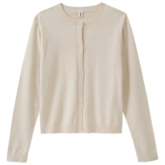 Mädchen Strickjacke mit Ajour-Muster beige