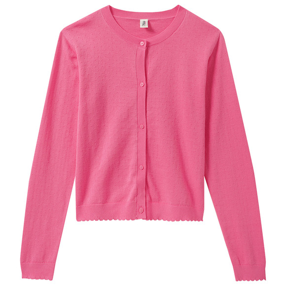 Mädchen Strickjacke mit Ajour-Muster pink