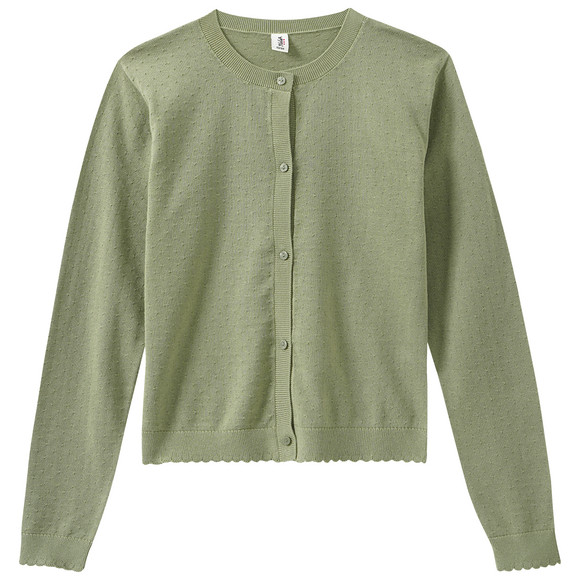 Mädchen Strickjacke mit Ajour-Muster oliv
