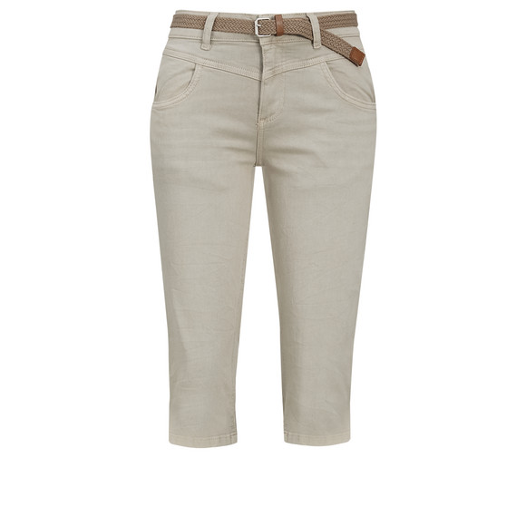 Damen Capri-Jeans mit Gürtel beige