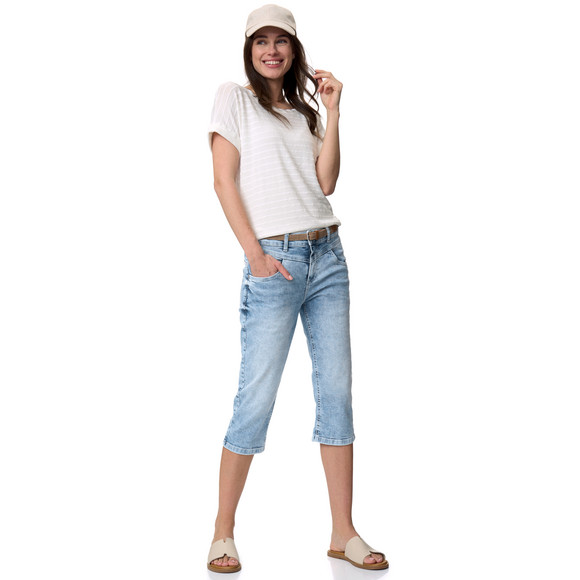 Damen Capri-Jeans mit Gürtel