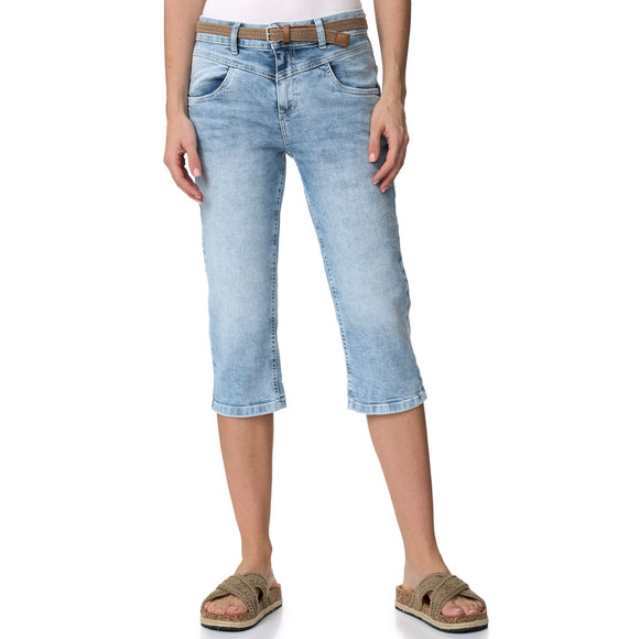 Damen Capri-Jeans mit Gürtel