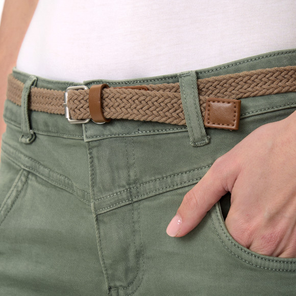 Damen Capri-Jeans mit Gürtel