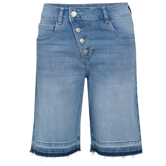 Damen Straight-Jeansshorts mit Knopfleiste