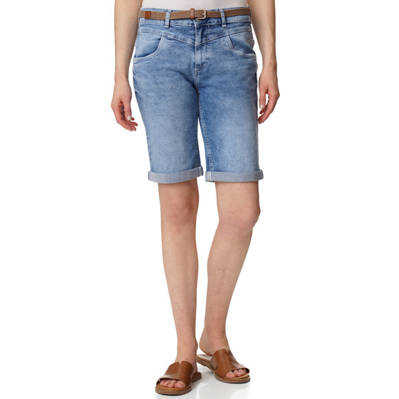 Damen Slim-Jeansshorts mit Gürtel