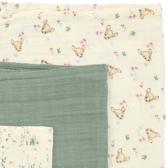 3 Bambi Musselintücher aus Baumwolle