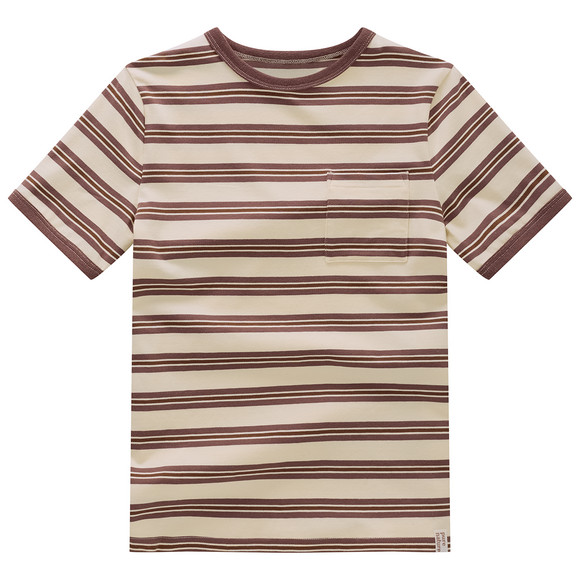 Jungen T-Shirt mit Streifen creme / braun