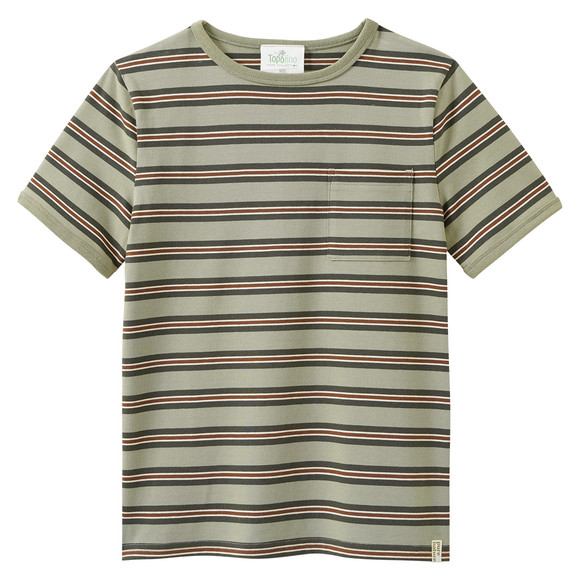 Jungen T-Shirt mit Streifen oliv / weiss / braun