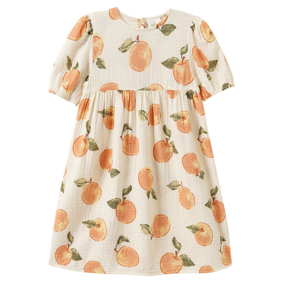 Meisjes mousseline jurk met oranje patroon