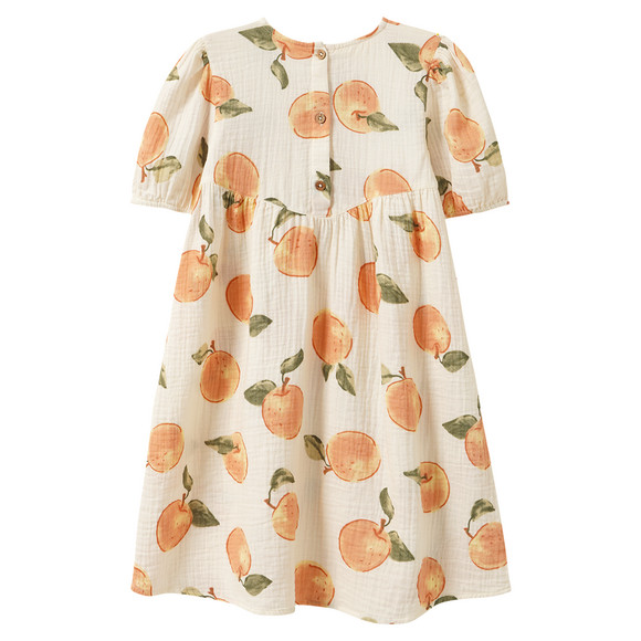 Meisjes mousseline jurk met oranje patroon