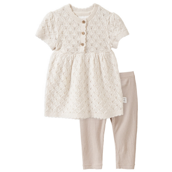 Newborn Set mit Strickkleid und Leggings
