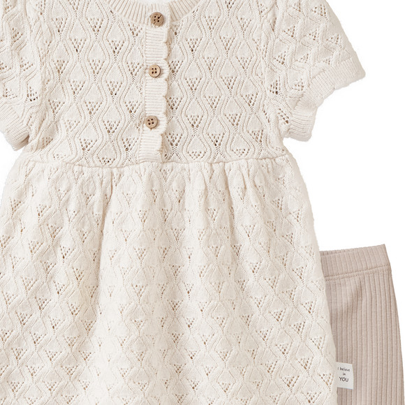 Newborn Set mit Strickkleid und Leggings