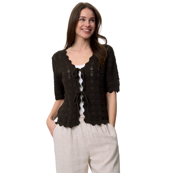 Damen Strickjacke mit Ajourmuster