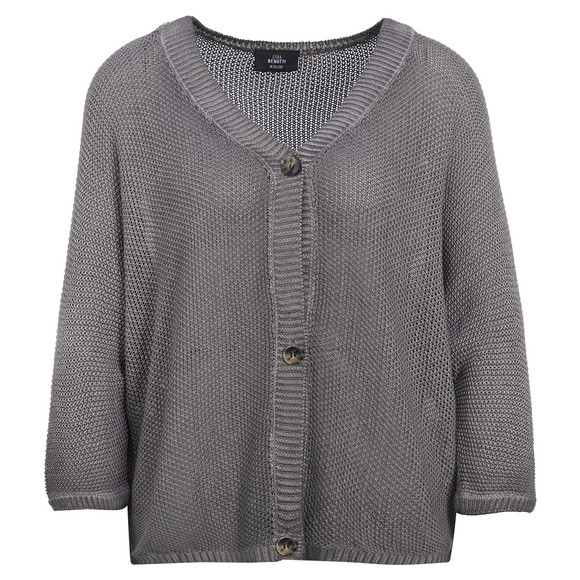 Damen Strickjacke mit Perlstrick dunkelgrau