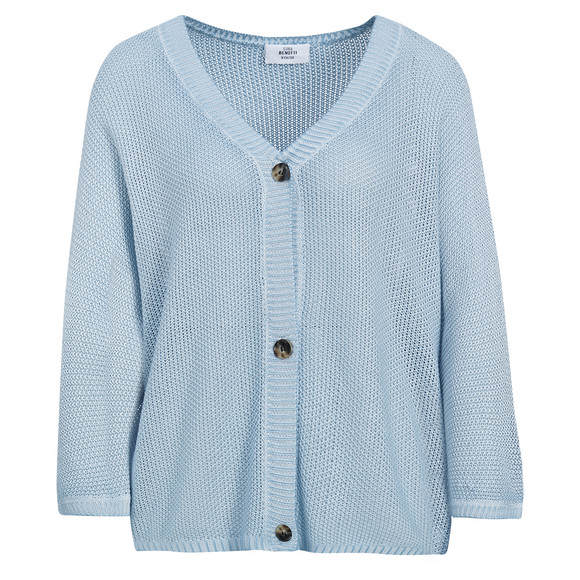 Damen Strickjacke mit Perlstrick hellblau