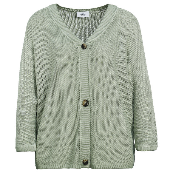 Damen Strickjacke mit Perlstrick salbei