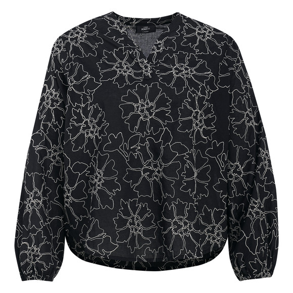 Damen Bluse mit Stickerei schwarz