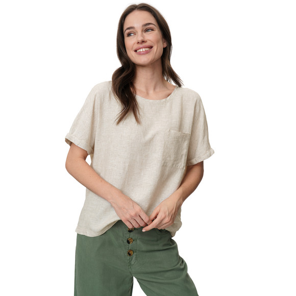 Damen Leinen-Bluse mit Brusttasche