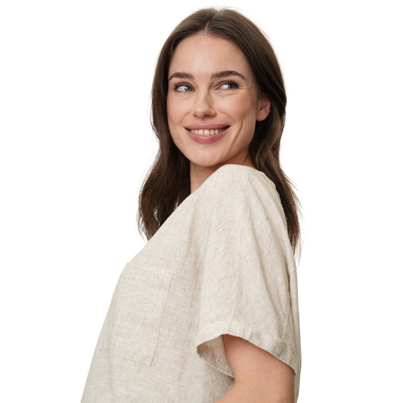 Damen Leinen-Bluse mit Brusttasche