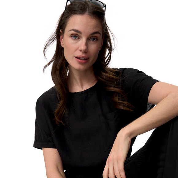 Damen Leinen-Bluse mit Brusttasche