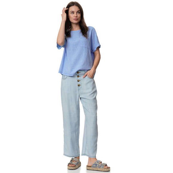 Damen Leinen-Bluse mit Brusttasche