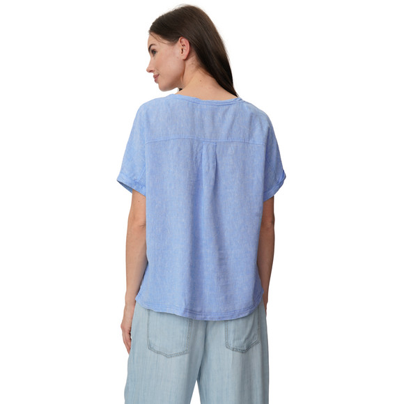 Damen Leinen-Bluse mit Brusttasche