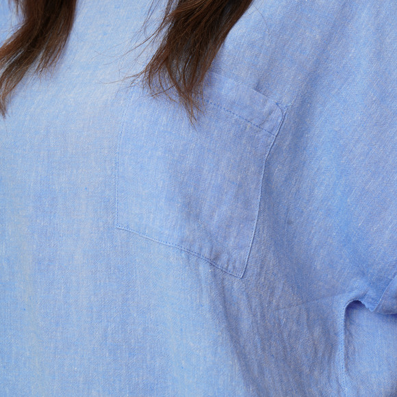 Damen Leinen-Bluse mit Brusttasche