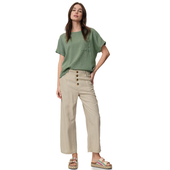 Damen Leinen-Bluse mit Brusttasche