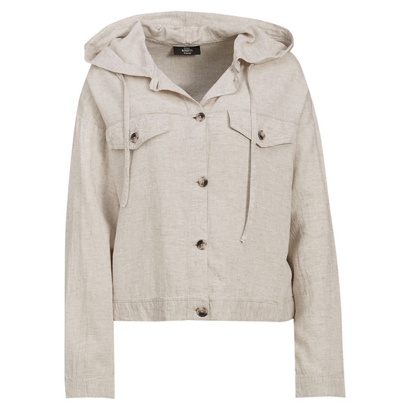Damen Leinen-Bluse mit Kapuze