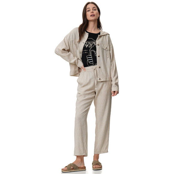 Damen Leinen-Bluse mit Kapuze