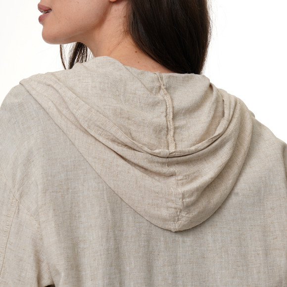 Damen Leinen-Bluse mit Kapuze
