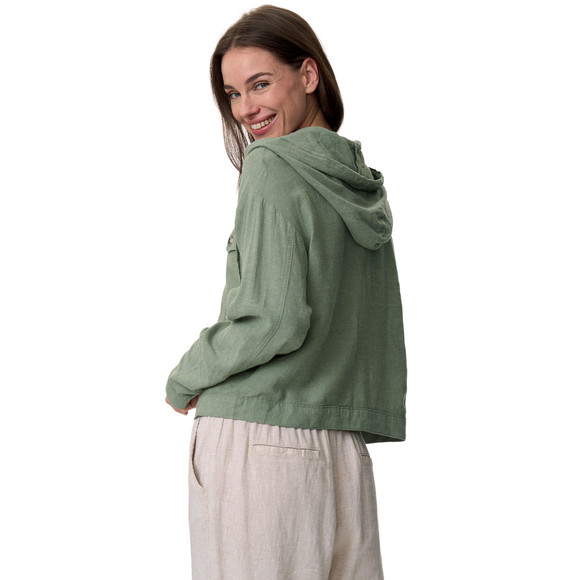 Damen Leinen-Bluse mit Kapuze