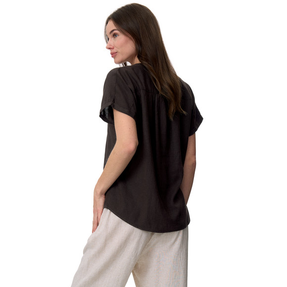 Damen Leinen-Bluse mit Zierknöpfen