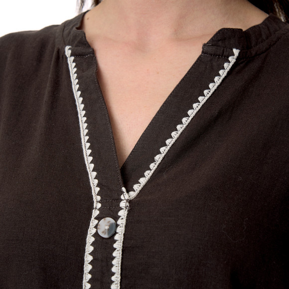 Damen Leinen-Bluse mit Zierknöpfen