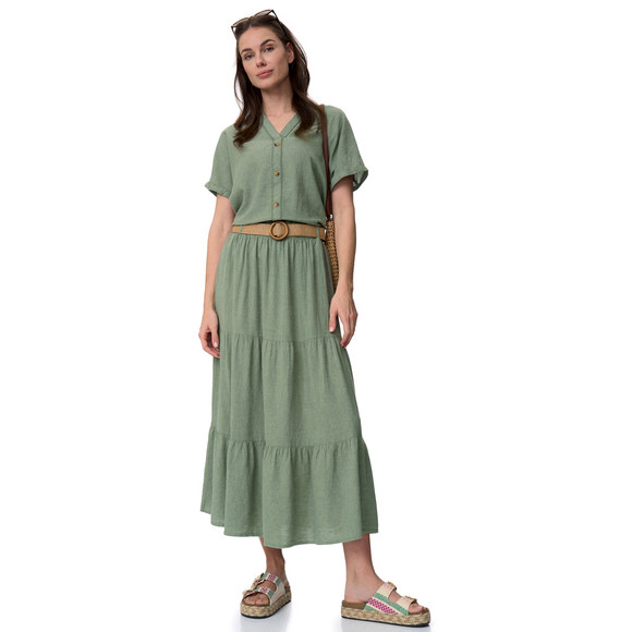 Damen Leinen-Bluse mit Zierknöpfen