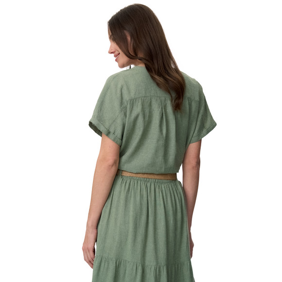 Damen Leinen-Bluse mit Zierknöpfen