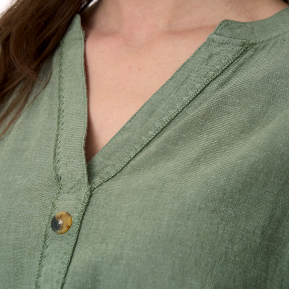 Damen Leinen-Bluse mit Zierknöpfen