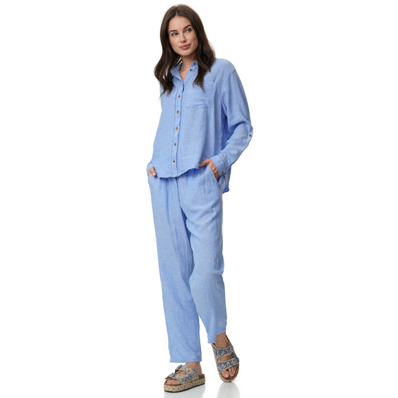 Damen Leinen-Bluse mit Brusttasche