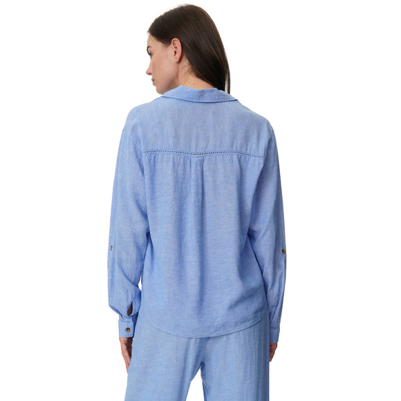 Damen Leinen-Bluse mit Brusttasche