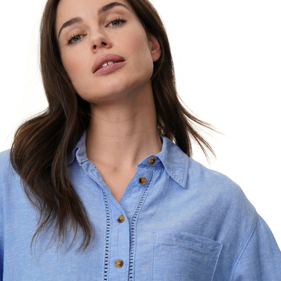 Damen Leinen-Bluse mit Brusttasche