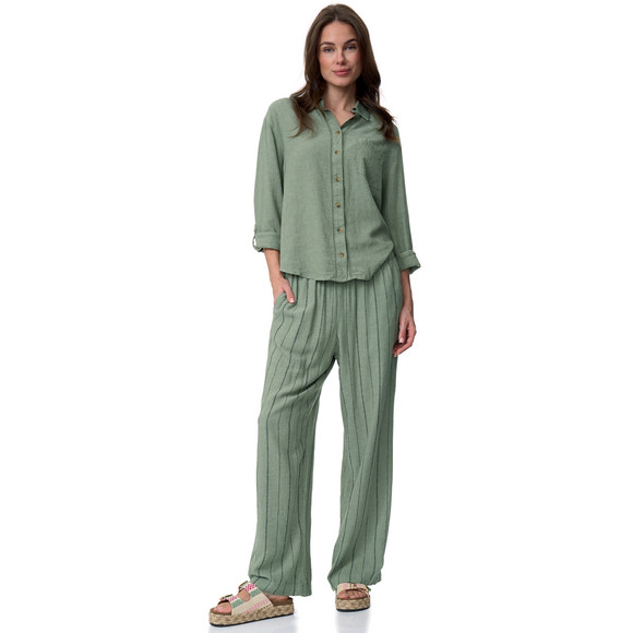 Damen Leinen-Bluse mit Brusttasche