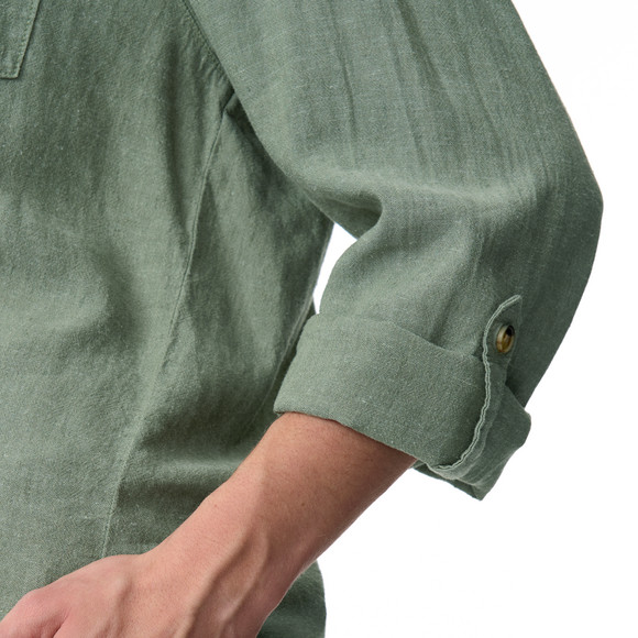 Damen Leinen-Bluse mit Brusttasche