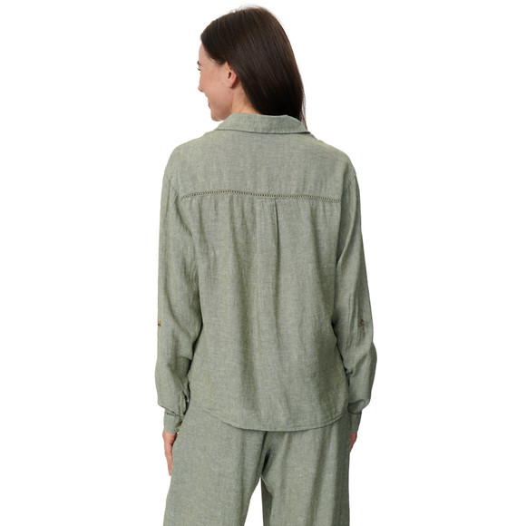 Damen Leinen-Bluse mit Brusttasche