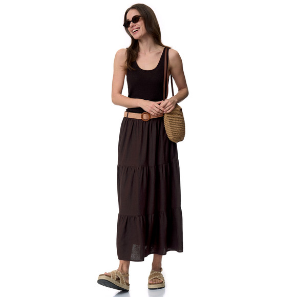 Damen Leinen-Rock mit Gürtel