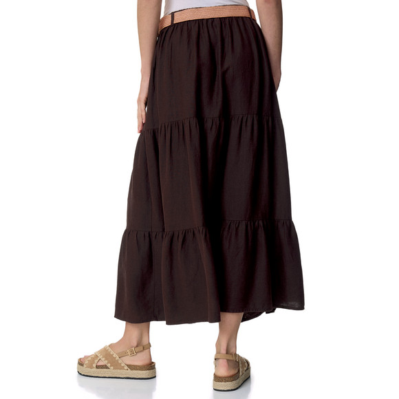 Damen Leinen-Rock mit Gürtel