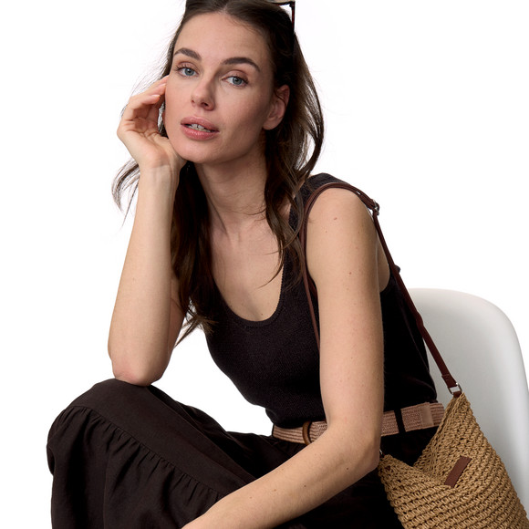 Damen Leinen-Rock mit Gürtel