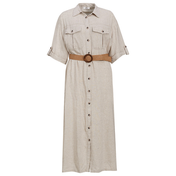 Damen Leinen-Kleid mit Gürtel