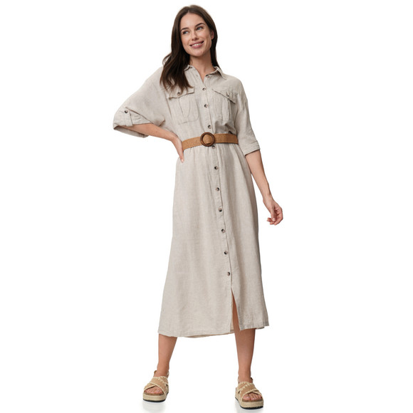 Damen Leinen-Kleid mit Gürtel