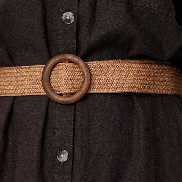 Damen Leinen-Kleid mit Gürtel