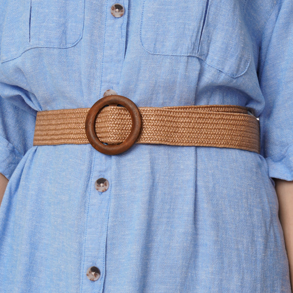 Damen Leinen-Kleid mit Gürtel